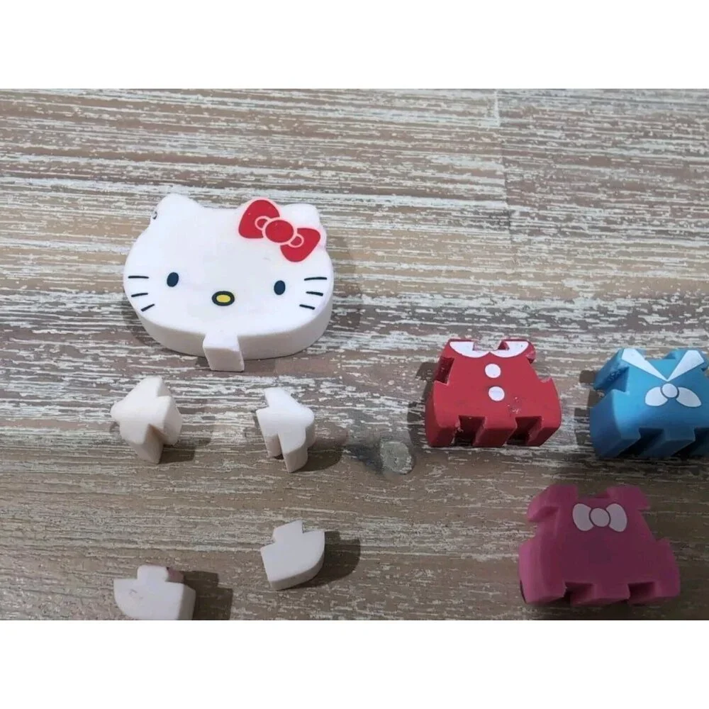 Hello Kitty Full Body Eraser Clothes Buildable Red Pink‎ Blue Dress